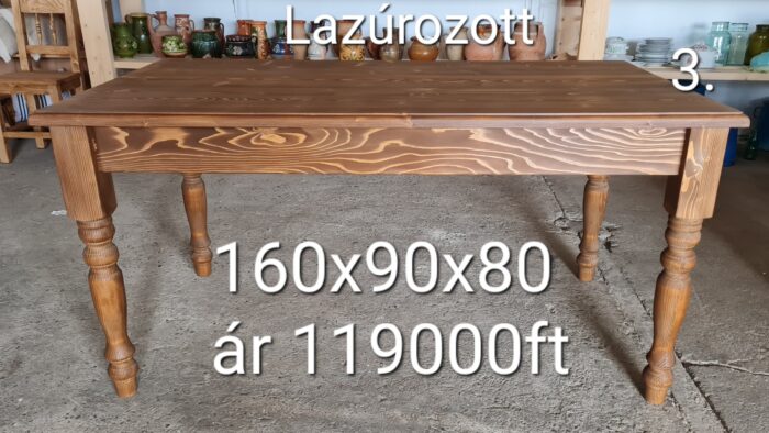 E. Esztergált lábú asztal 160x90x80 - új készítésű - Image 11