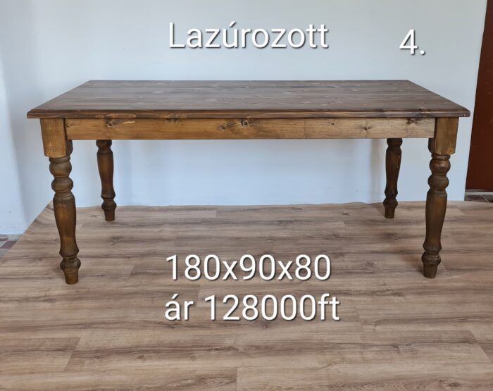 G. Esztergált lábú asztal 180x90x80 - új készítésű - Image 3