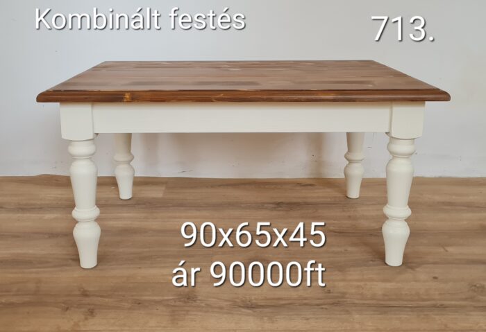 O. Esztergált lábú kávé asztal 90x65x45 - új készítésű - Image 4