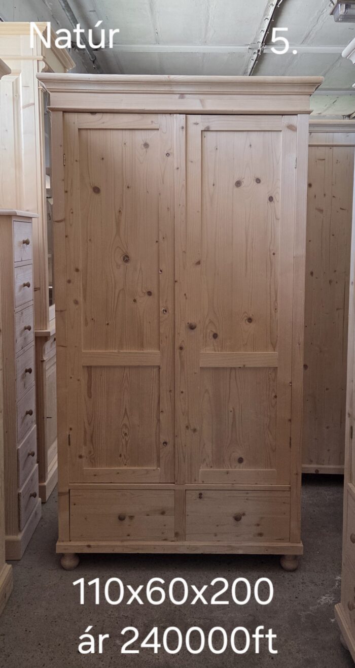 E. Ruhásszekrény 2 kis fiók, válfás 110x60x200cm – új készítésű - Image 2