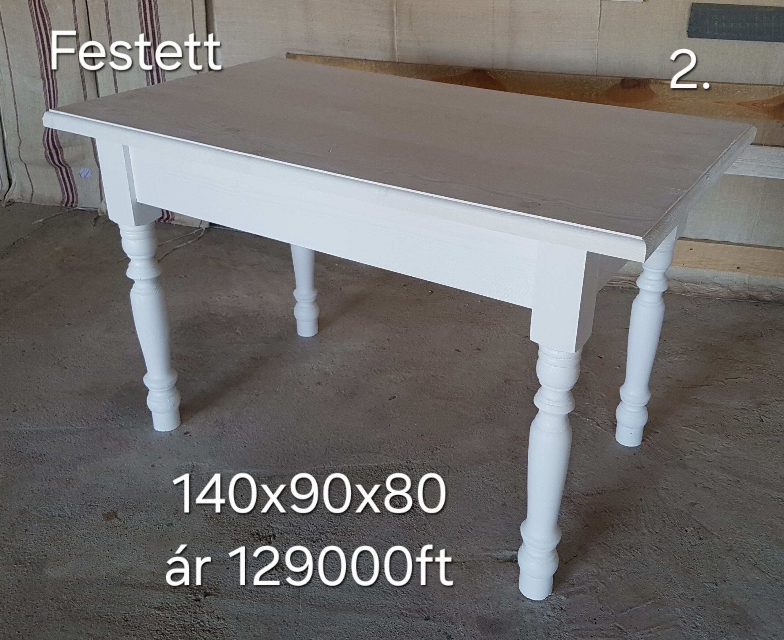C. Esztergált lábú asztal 140x90x80 - új készítésű - Image 3