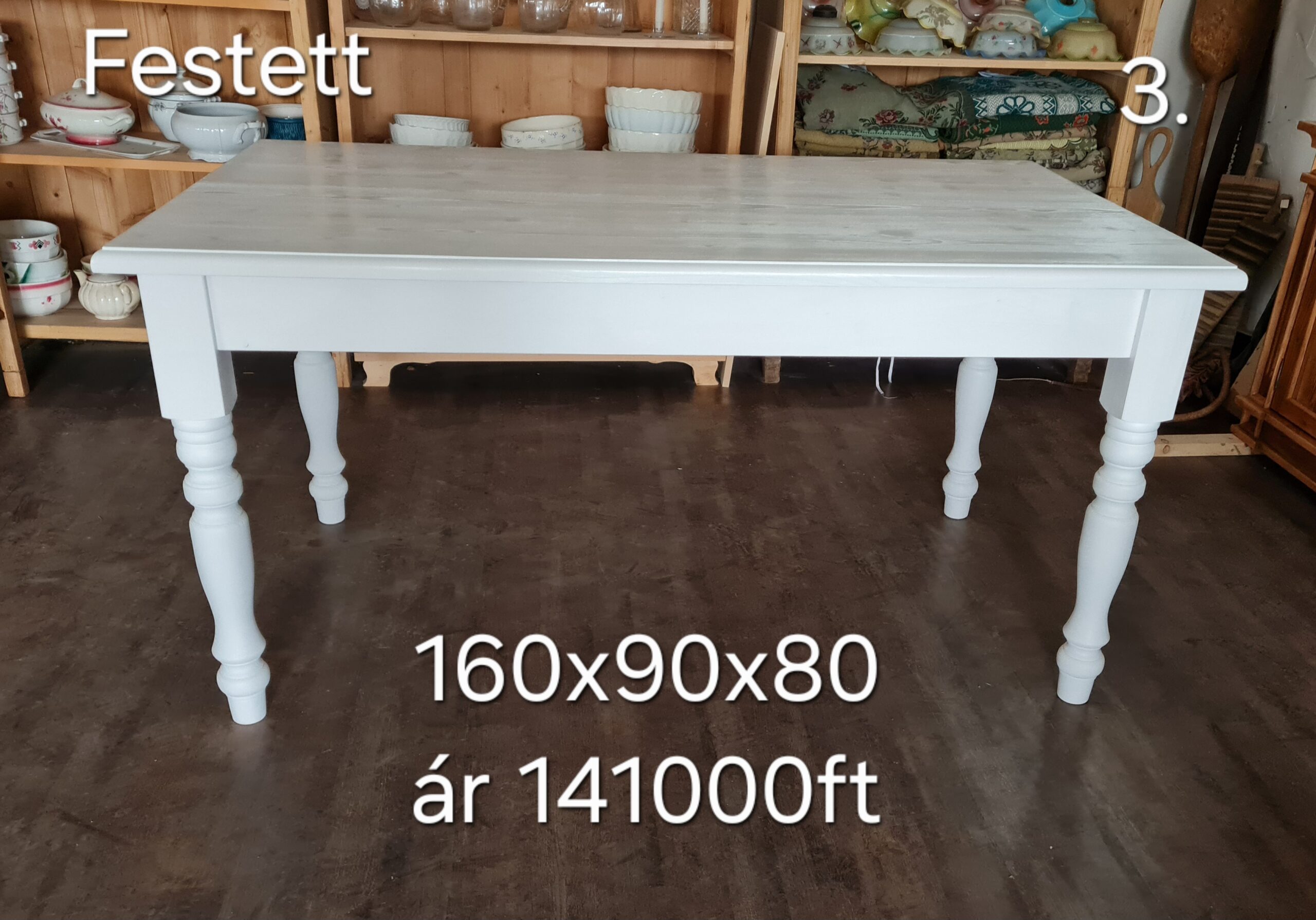 E. Esztergált lábú asztal 160x90x80 - új készítésű - Image 8