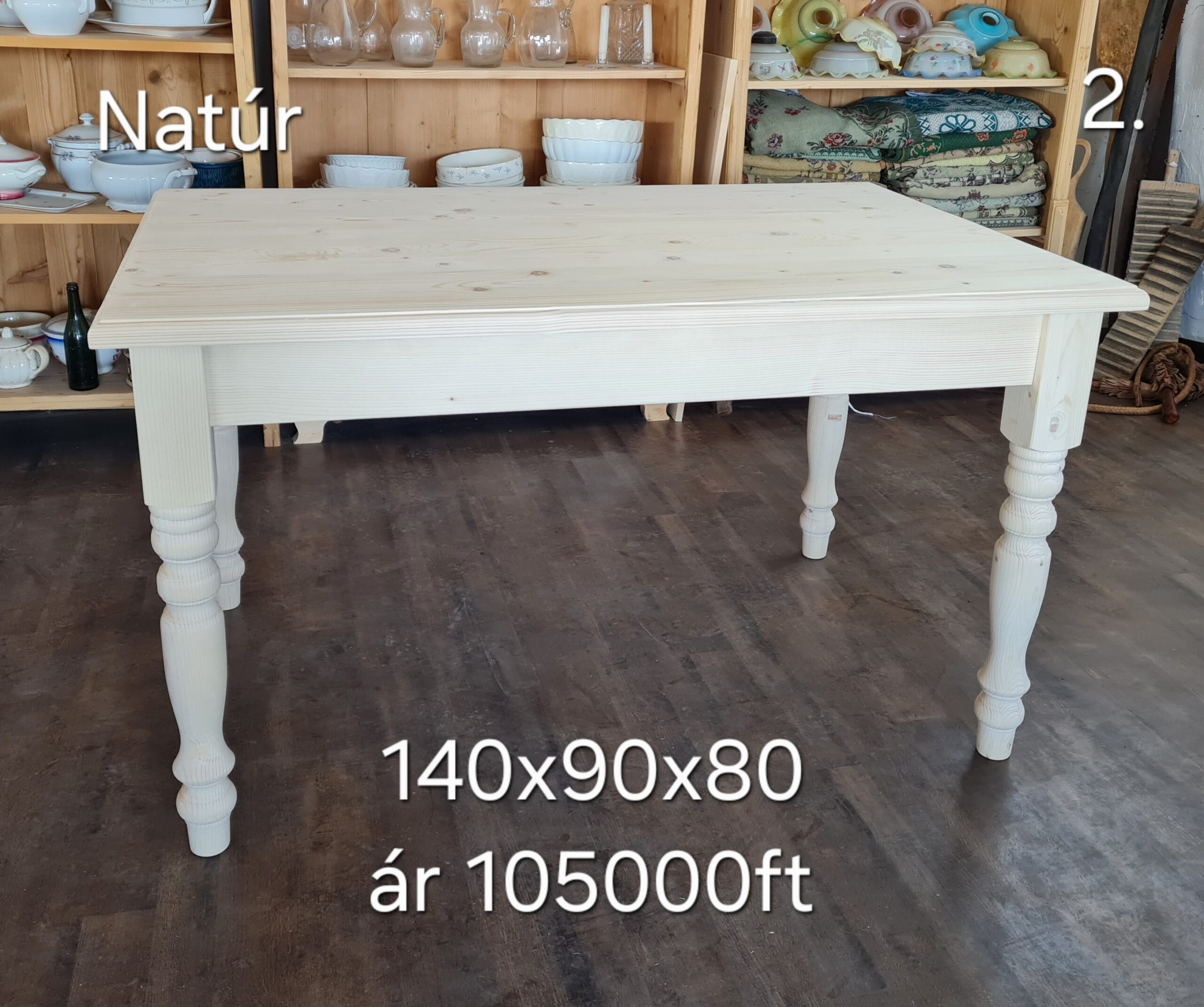 C. Esztergált lábú asztal 140x90x80 - új készítésű - Image 2