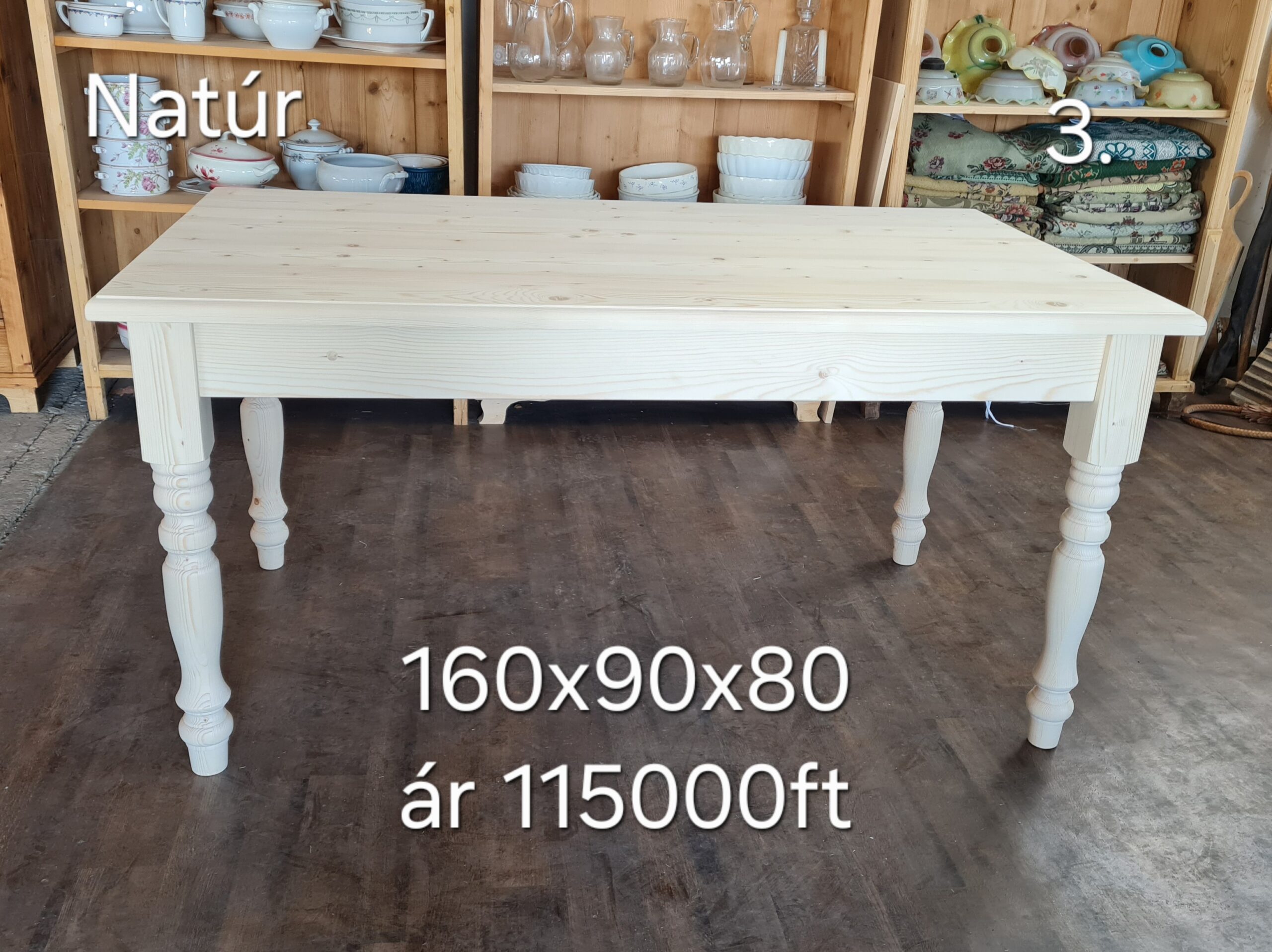 E. Esztergált lábú asztal 160x90x80 - új készítésű - Image 2