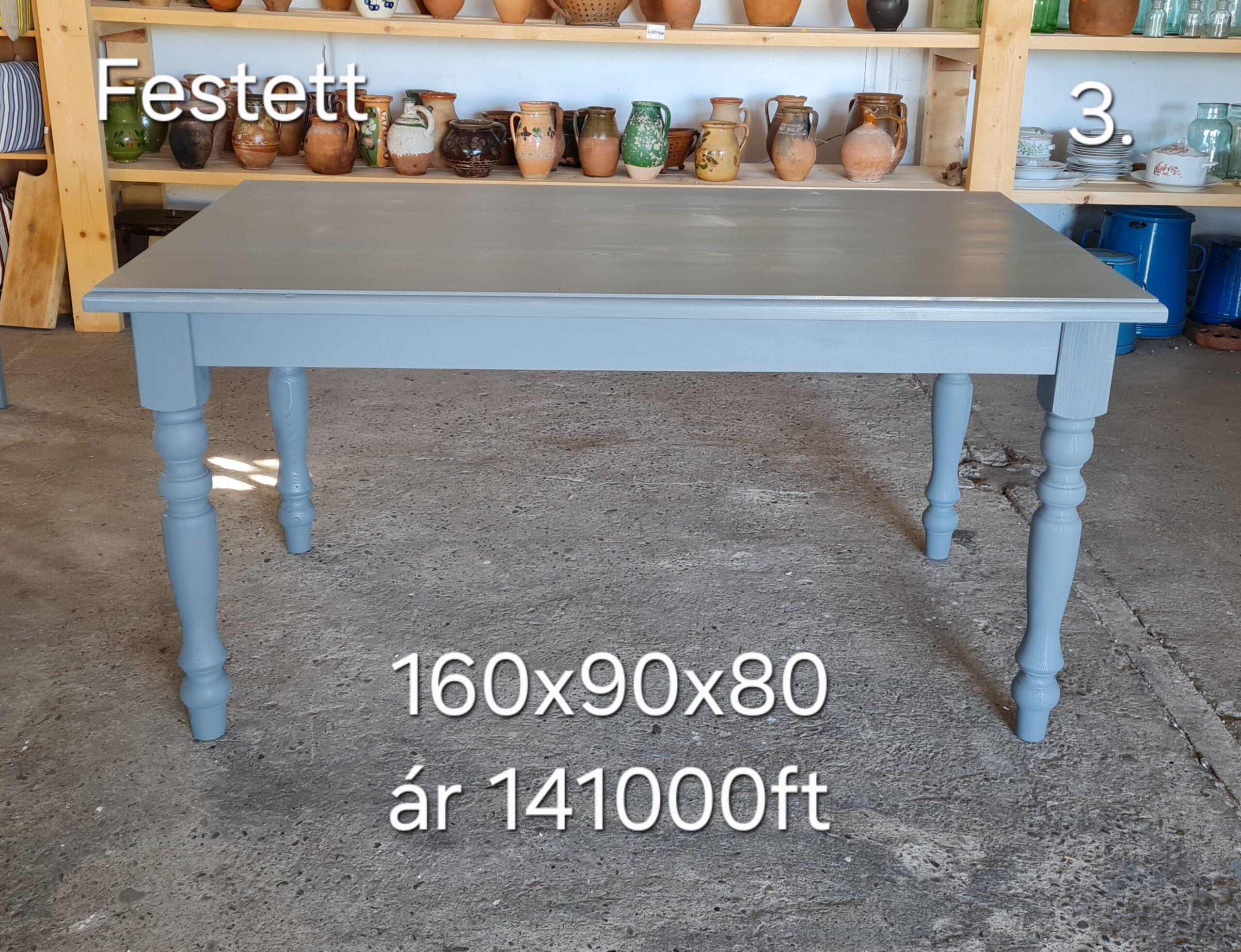 E. Esztergált lábú asztal 160x90x80 - új készítésű - Image 9