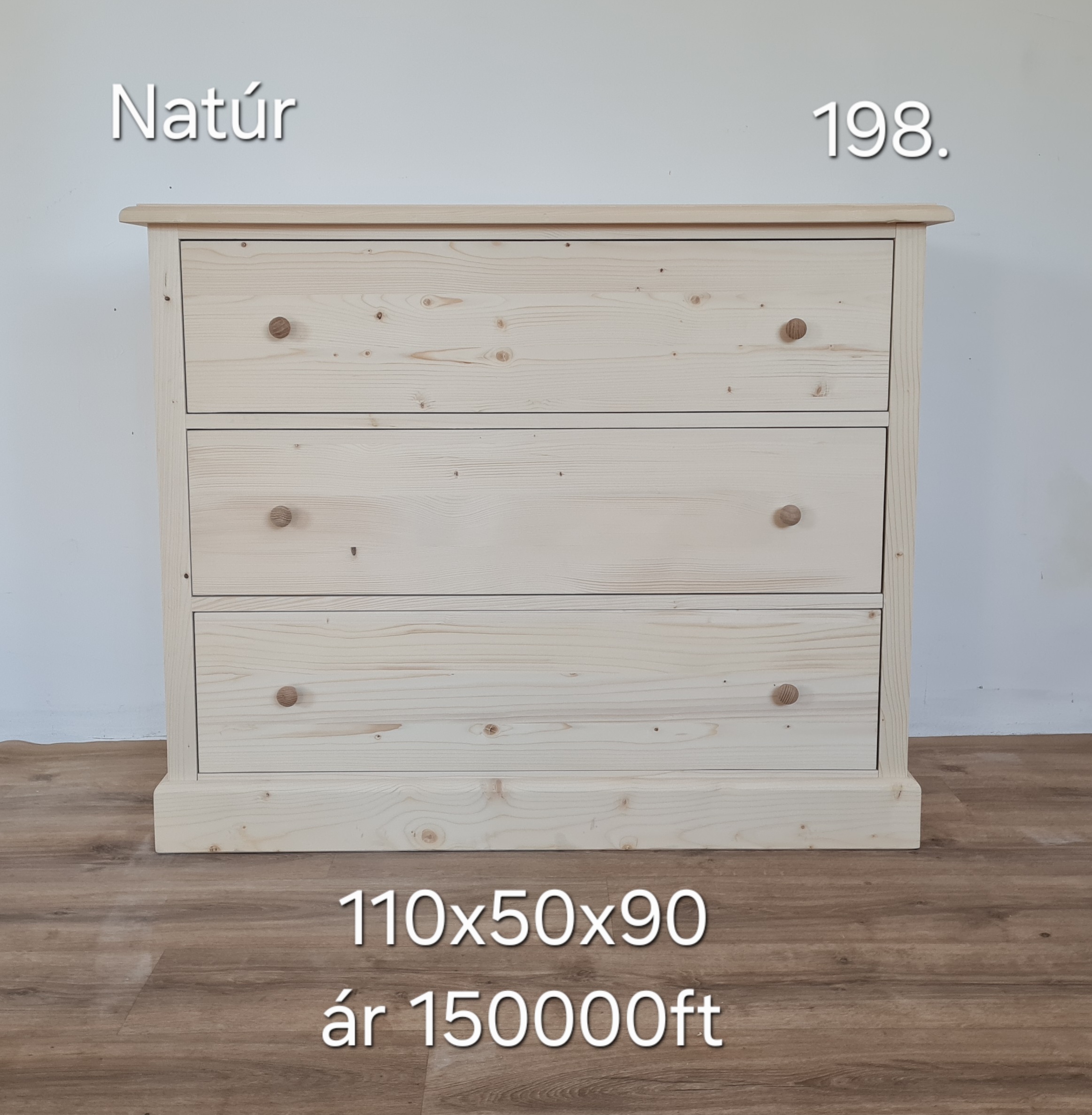 J. Komód 3fiókos 110x50x90cm - új készítésű - Image 2