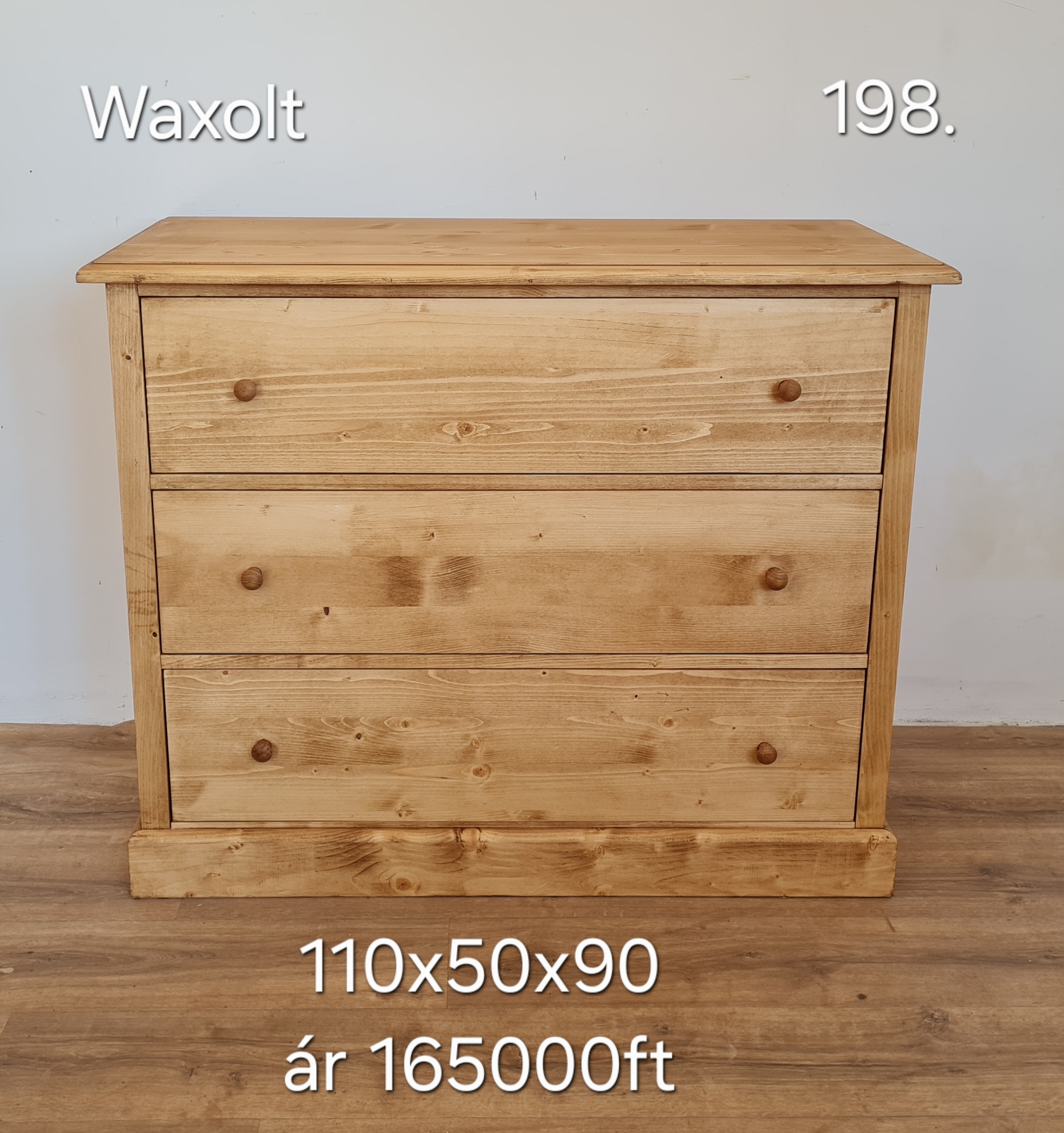 J. Komód 3fiókos 110x50x90cm - új készítésű - Image 4