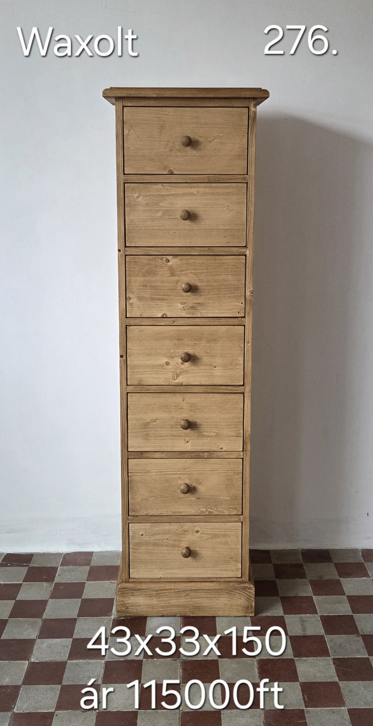 K. Fiókos szekrényke 43x33x150cm – új készítésű - Image 4