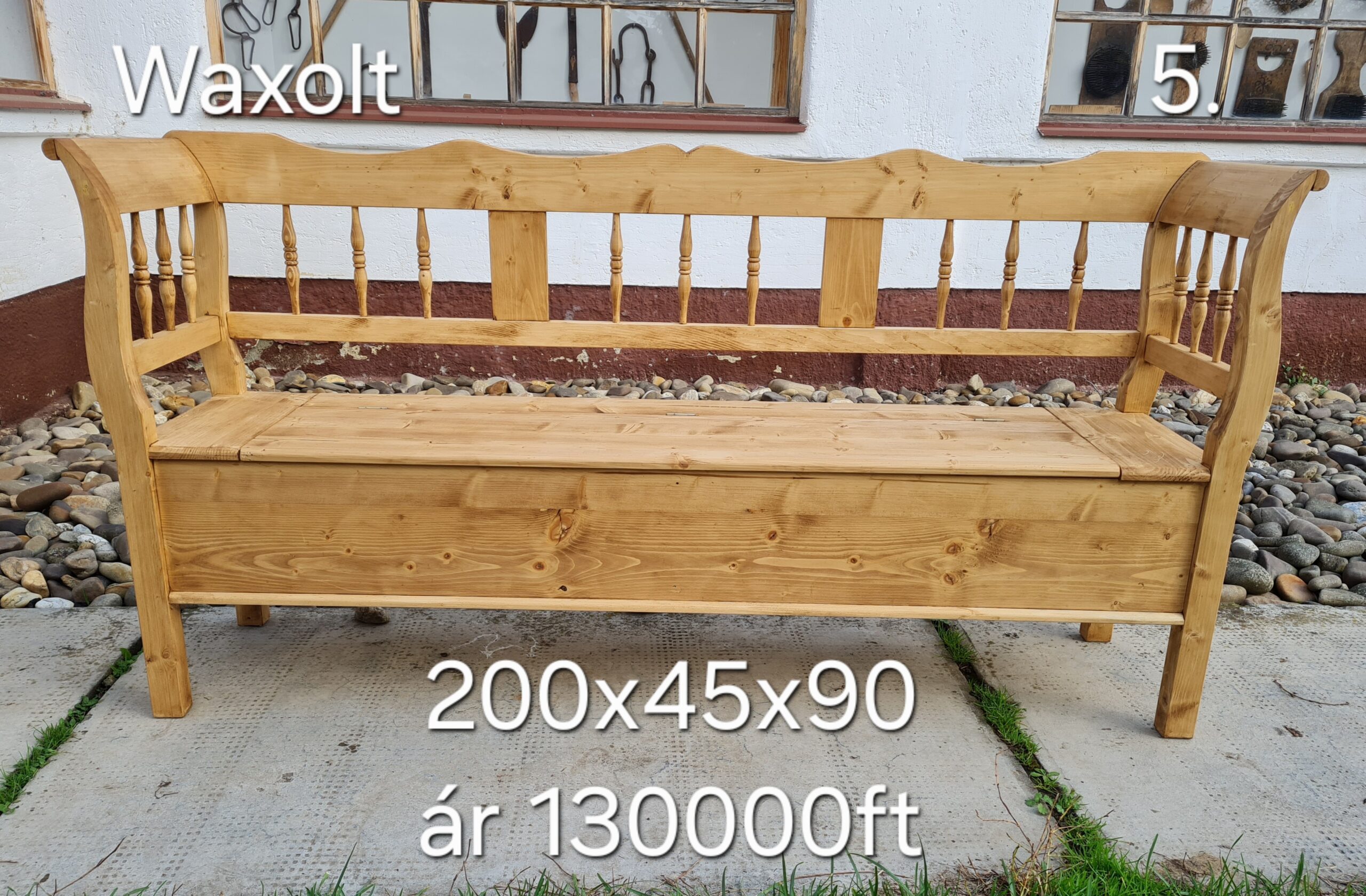 J. Esztergált karosláda 200x45x90cm – új készítésű - Image 3