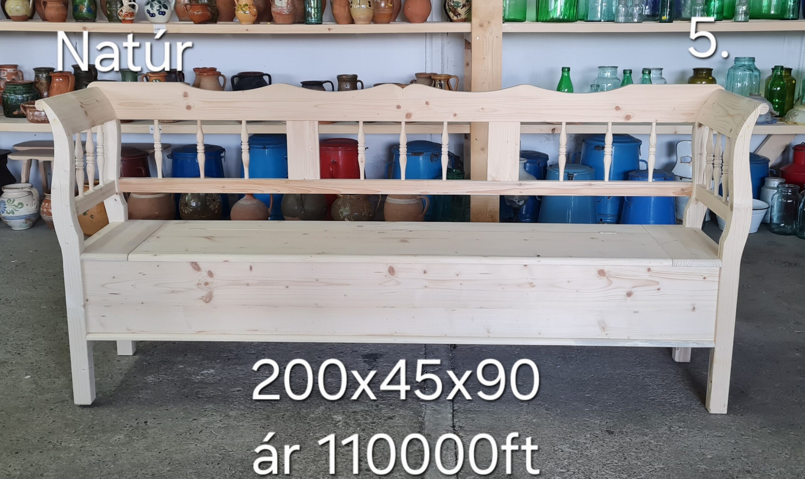 J. Esztergált karosláda 200x45x90cm – új készítésű - Image 2