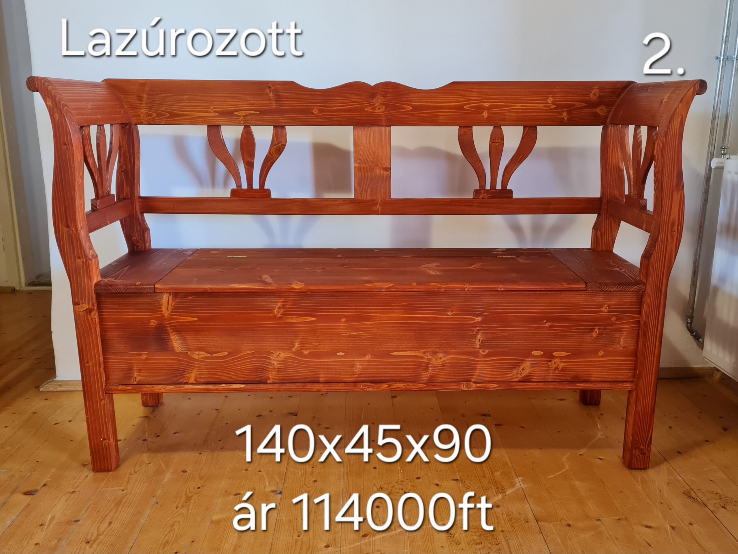 C. Tulipános karosláda 140x45x90cm – új készítésű - Image 7