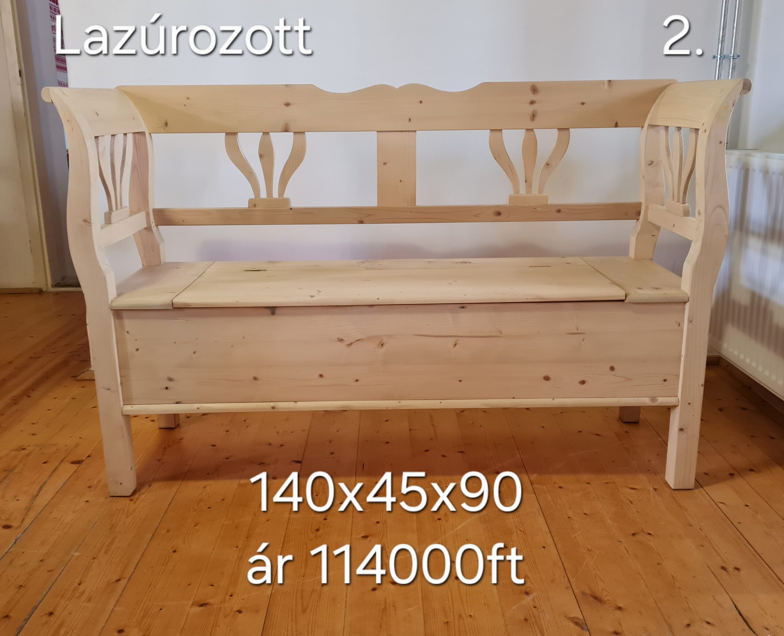 C. Tulipános karosláda 140x45x90cm – új készítésű - Image 6