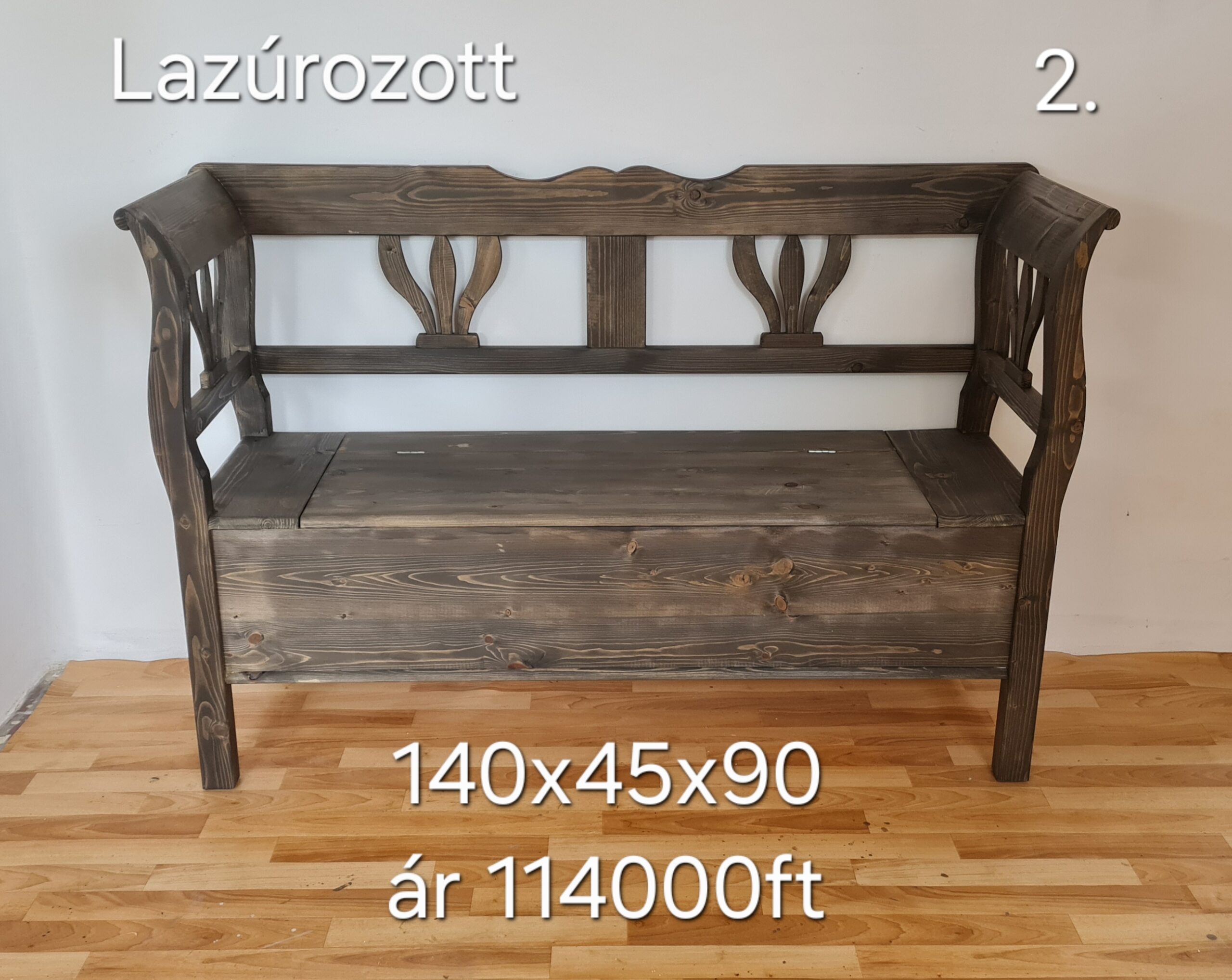 C. Tulipános karosláda 140x45x90cm – új készítésű - Image 5