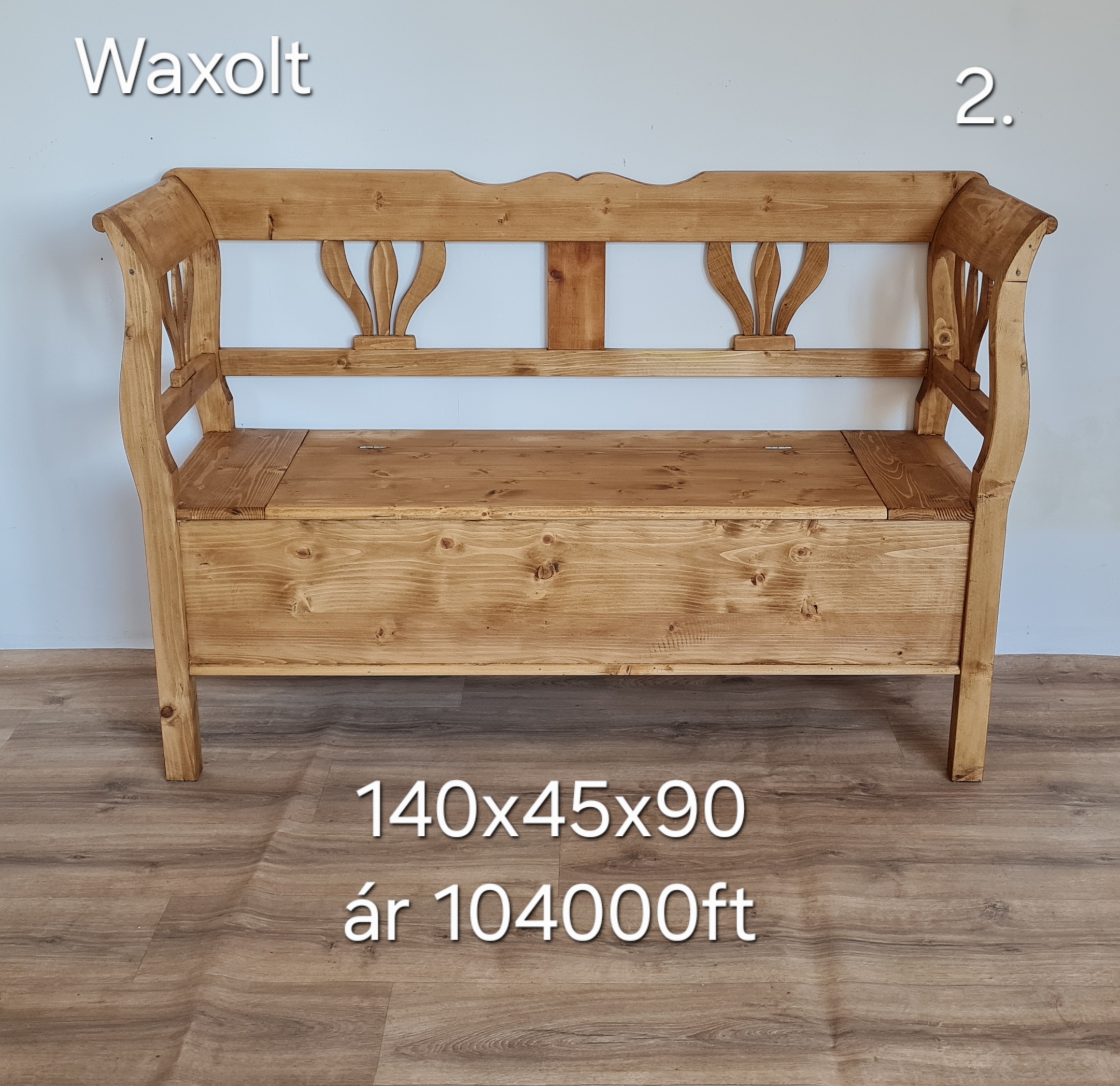 C. Tulipános karosláda 140x45x90cm – új készítésű - Image 4