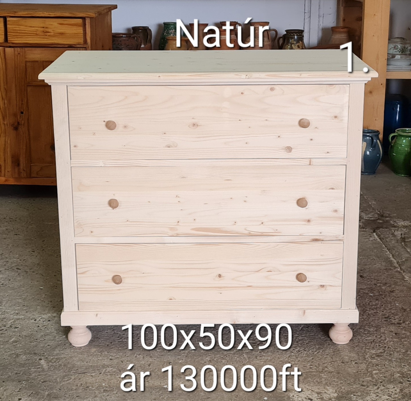 A. Rendelhető Komód 3fiókos 100x50x90cm - új készítésű - Image 2
