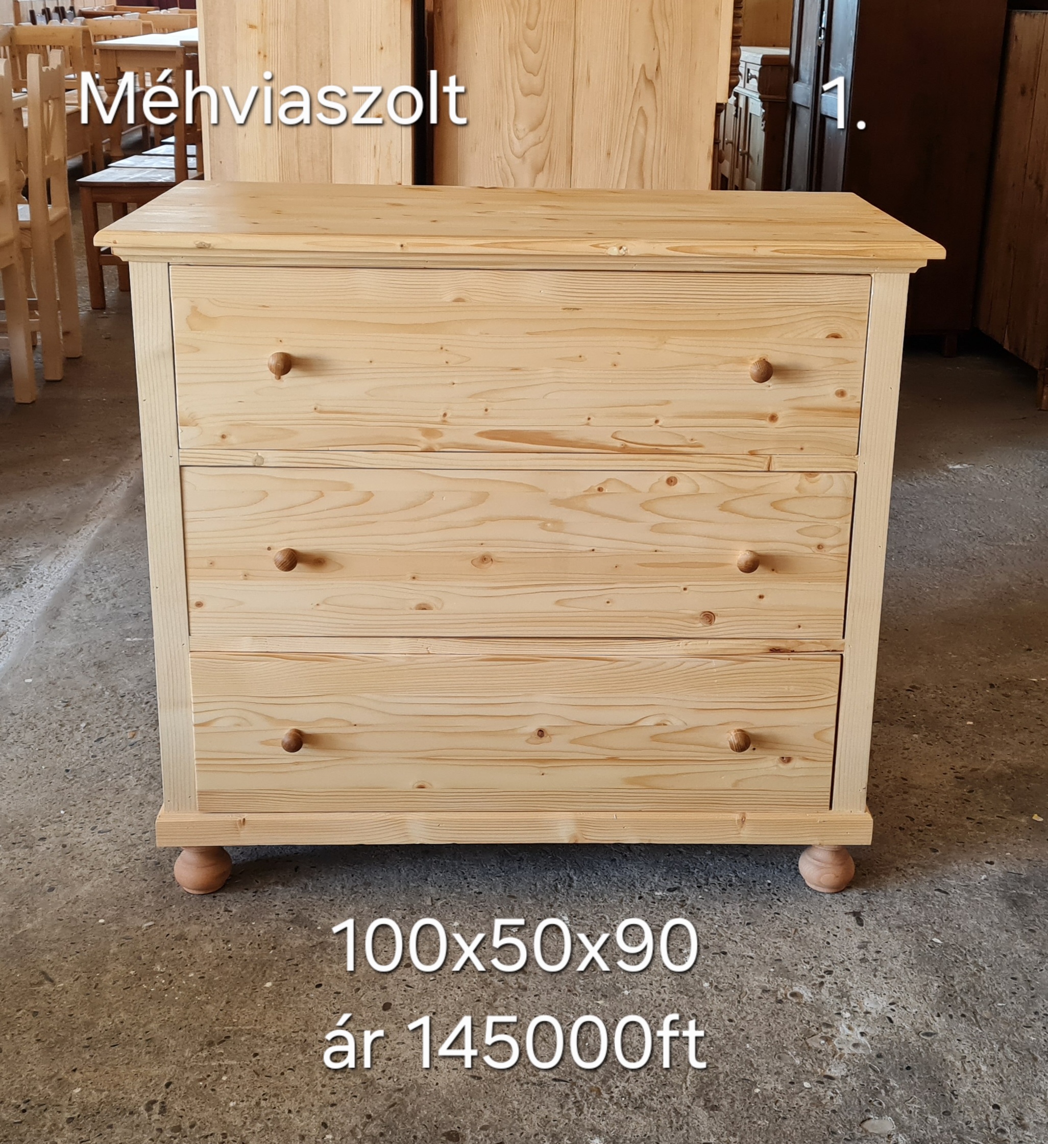 A. Rendelhető Komód 3fiókos 100x50x90cm - új készítésű - Image 4