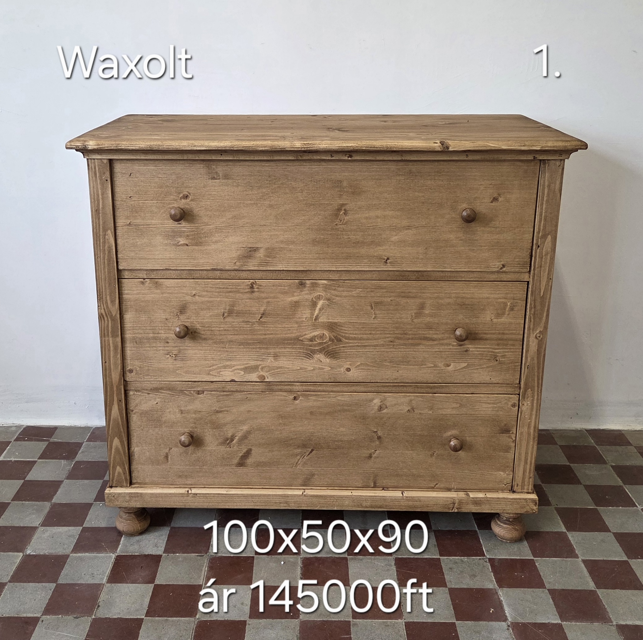 A. Rendelhető Komód 3fiókos 100x50x90cm - új készítésű - Image 7
