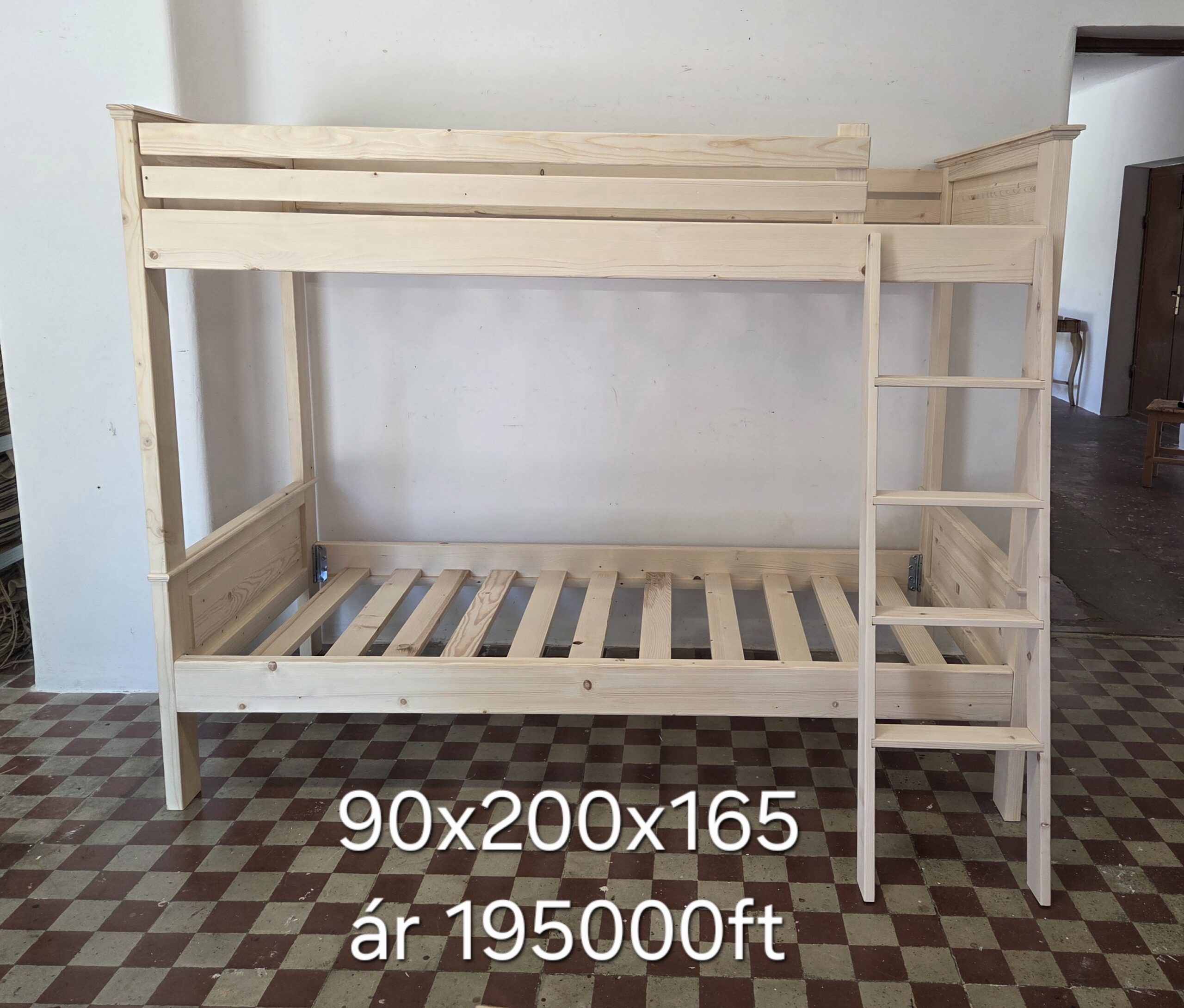 N. Raktáron Emeletes ágy 90x200x195cm - új készítésű - Image 2